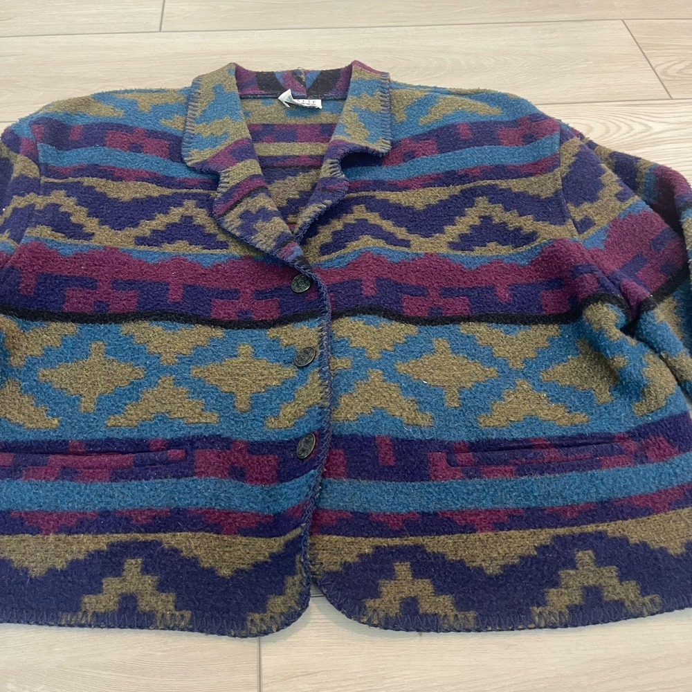 Leslie Fay Sportswear II Aztec Southwestern Pattern Jacket‎ Coat Size XL